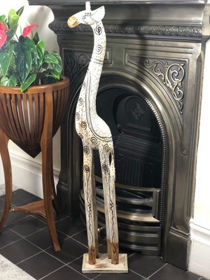 Wooden Giraffe Statue Ornament Grey 100cm 80cm 60cm Colourful Large Carving