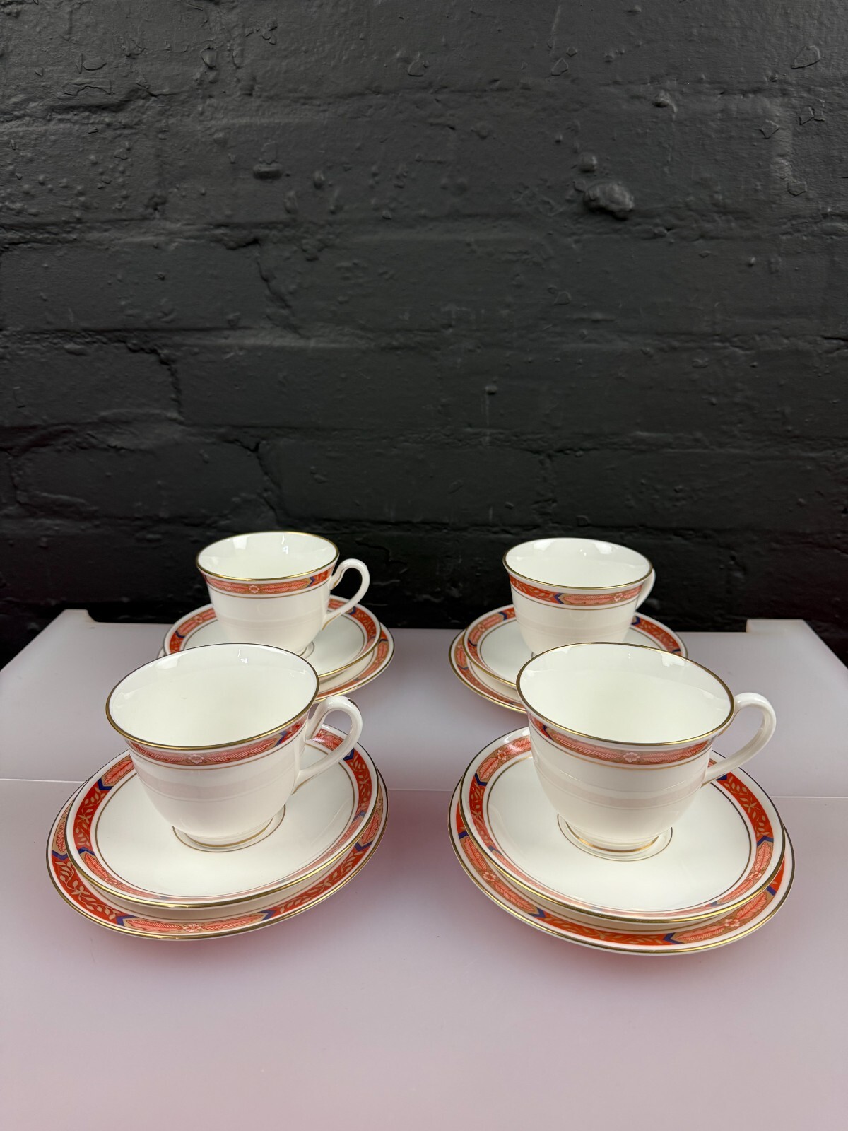 4 x Royal Worcester Beaufort Tea Trios Cups Saucers and Side Plates 2 Sets