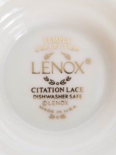 Lenox Cup Citation Lace Temple Collection Gold Rimmed Embossed Ribbed USA