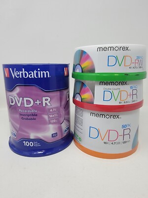 Memorex and Verbatim DVD-R and DVD-RW - New Sealed - 185 Discs
