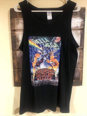 Green Day Fallout Boy Weezer The Hella Mega Tour  2021 Tank Top Men Size Large