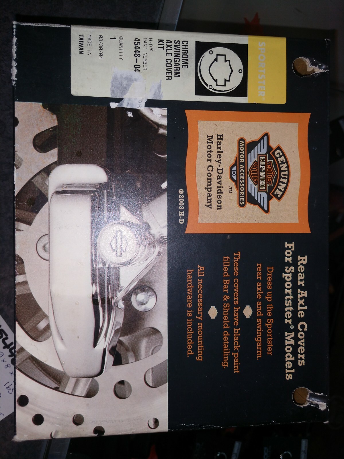 c 45448-04 HARLEY-DAVIDSON CHROME SWING ARM AXLE COVER KIT