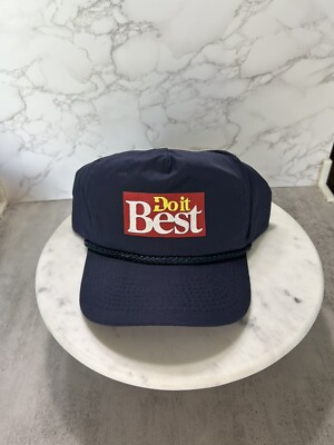 Vintage Deadstock Do It Best Hardware Snapback Hat Navy Blue Rope Bill