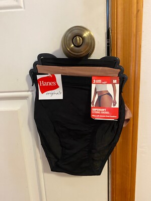 NEW WOMEN'S SIZE MEDIUM HANES ORIGINALS SUPERSOFT STRING BIKINI UNDERWEAR 3-PACK