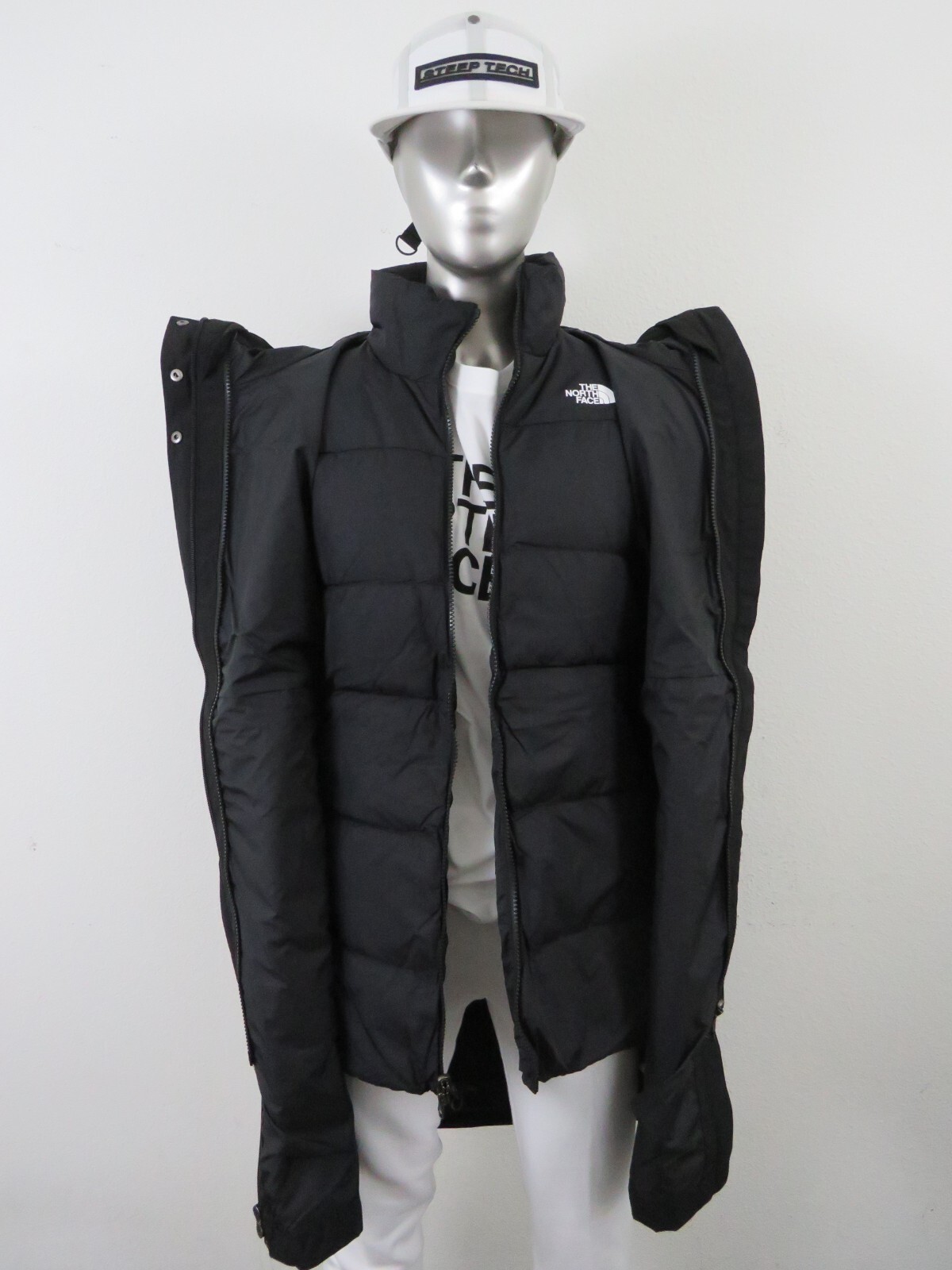 Pre-owned The North Face Womens  Sequoia Triclimate Waterproof Down Insulated Parka Jacket In Tnf Black / Tnf White Logo