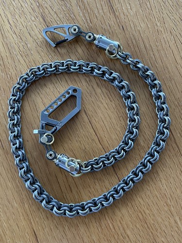 Titanium (Ti) Biker Wallet Chain, Droid Carabiner, Butted (Ti) Links, 29 Inch