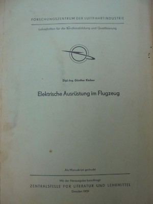 23218 Kleiber Günther Elektrische Ausrüstung im Flugzeug 1959