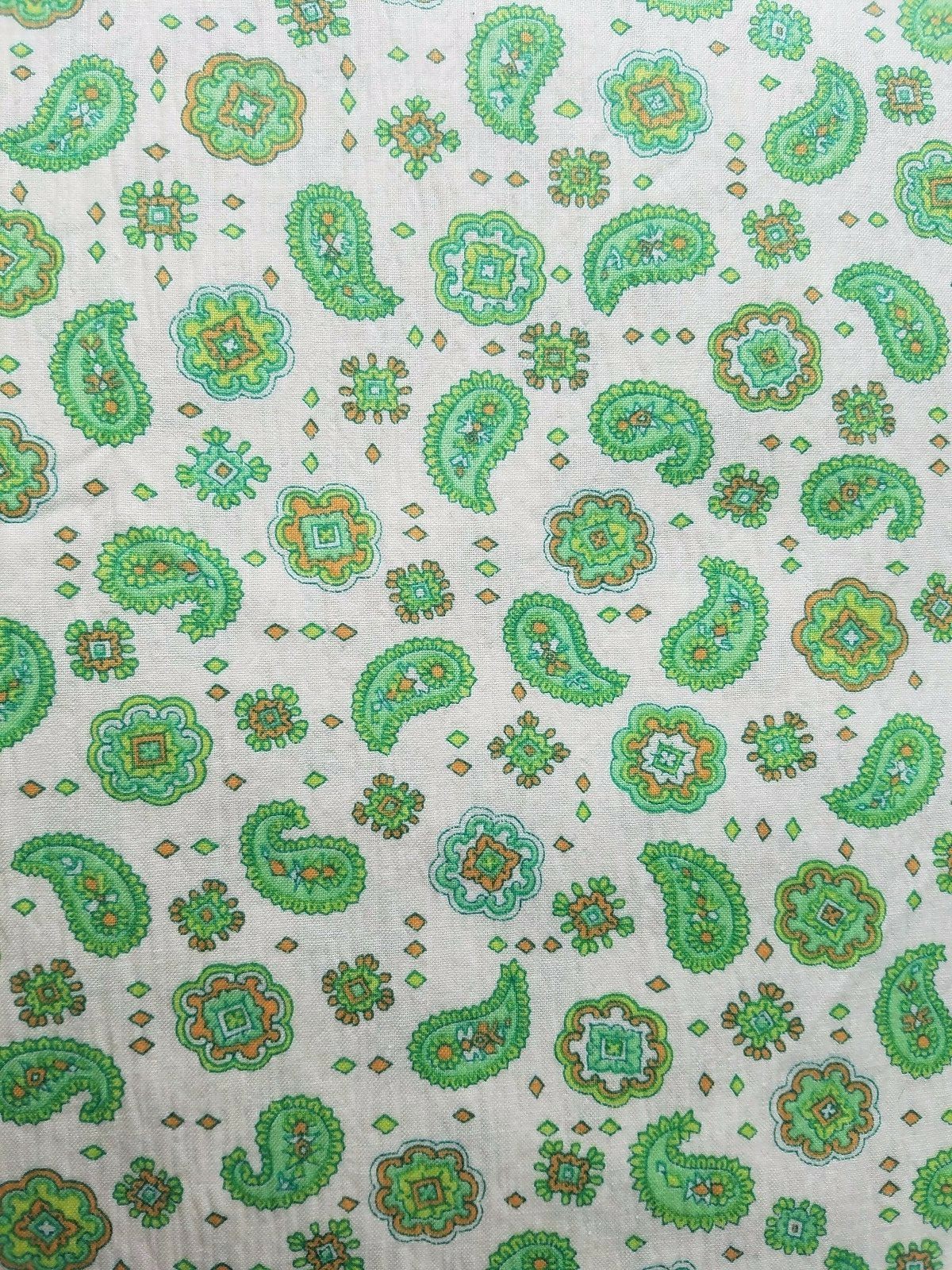 Vintage 1960's SAGE GREEN Paisley Light Weight Crepe Textured Chic FABRIC ~ 3 yd