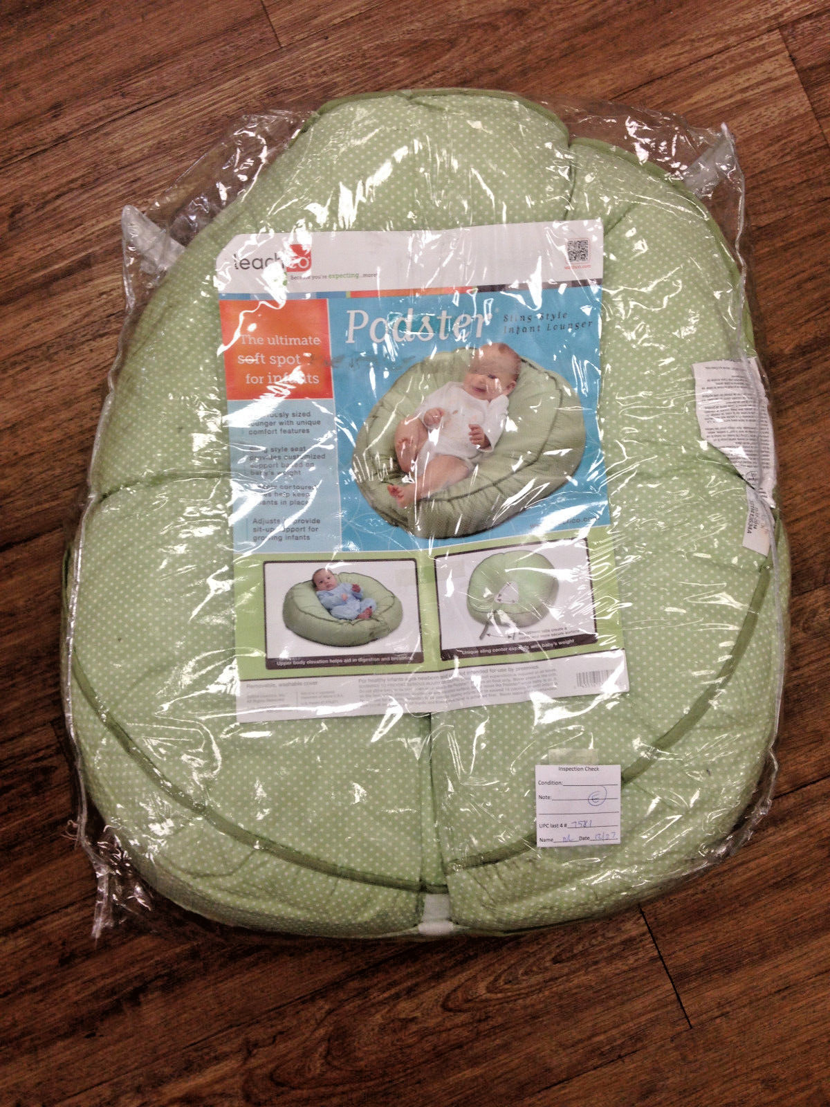 Leachco Podster Sling-Style Infant Seat Lounger, Sage Pin Dot