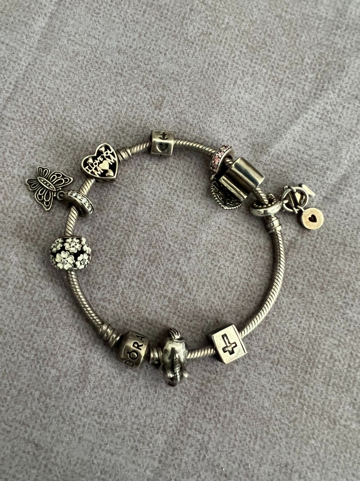 PANDORA silverブレスレット チャームセット　s925 PANDORA 925 Sterling Silver Charm & Snake 10pc Charm