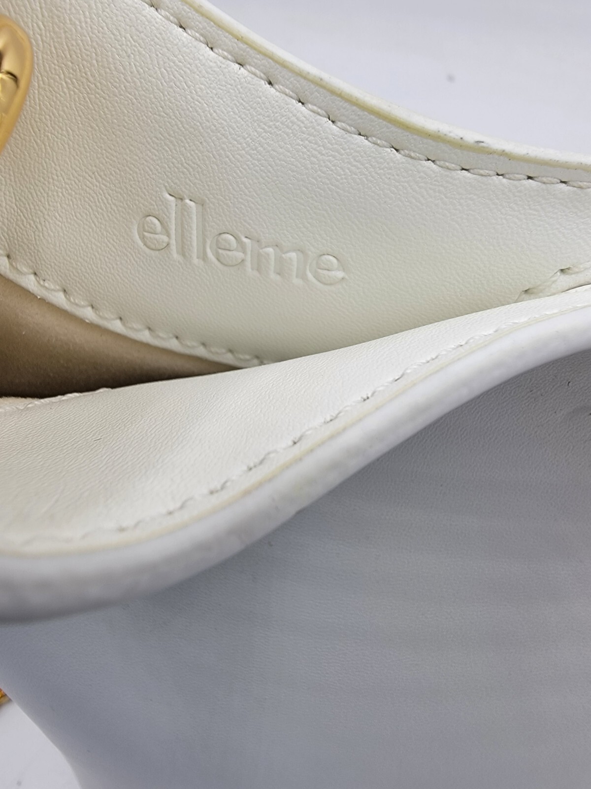 Elleme Leather Handle Bag Women's White Gold Chain Strap Magnetic Snap Closure - Picture 11 of 12