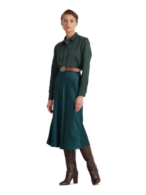 

LAUREN RALPH LAUREN Женская зеленая блузка с длинным рукавом и воротником для работы, Зеленый