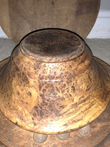 Antique 19th C Primitive Small 4” Wooden Ash Burl Bowl Original Mint Great Size