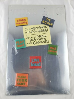 Hallmark THINK BIG Metal Magnetic Memo Board With 6 Fun Magnets New SEALED 