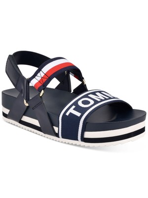 

TOMMY HILFIGER Женские темно-синие 1-дюймовые босоножки на платформе Белиз на танкетке с ремешком на пятке 5 м, Navy, TWBELIZ