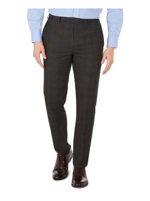 

CALVIN KLEIN Mens Jerome Grey Windowpane Slim Fit Stretch Pants, Серый, JMROPJSY0501