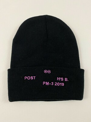 New Post Malone Runaway Tour Merchandise Logo Knit Black Beanie Hat One Size