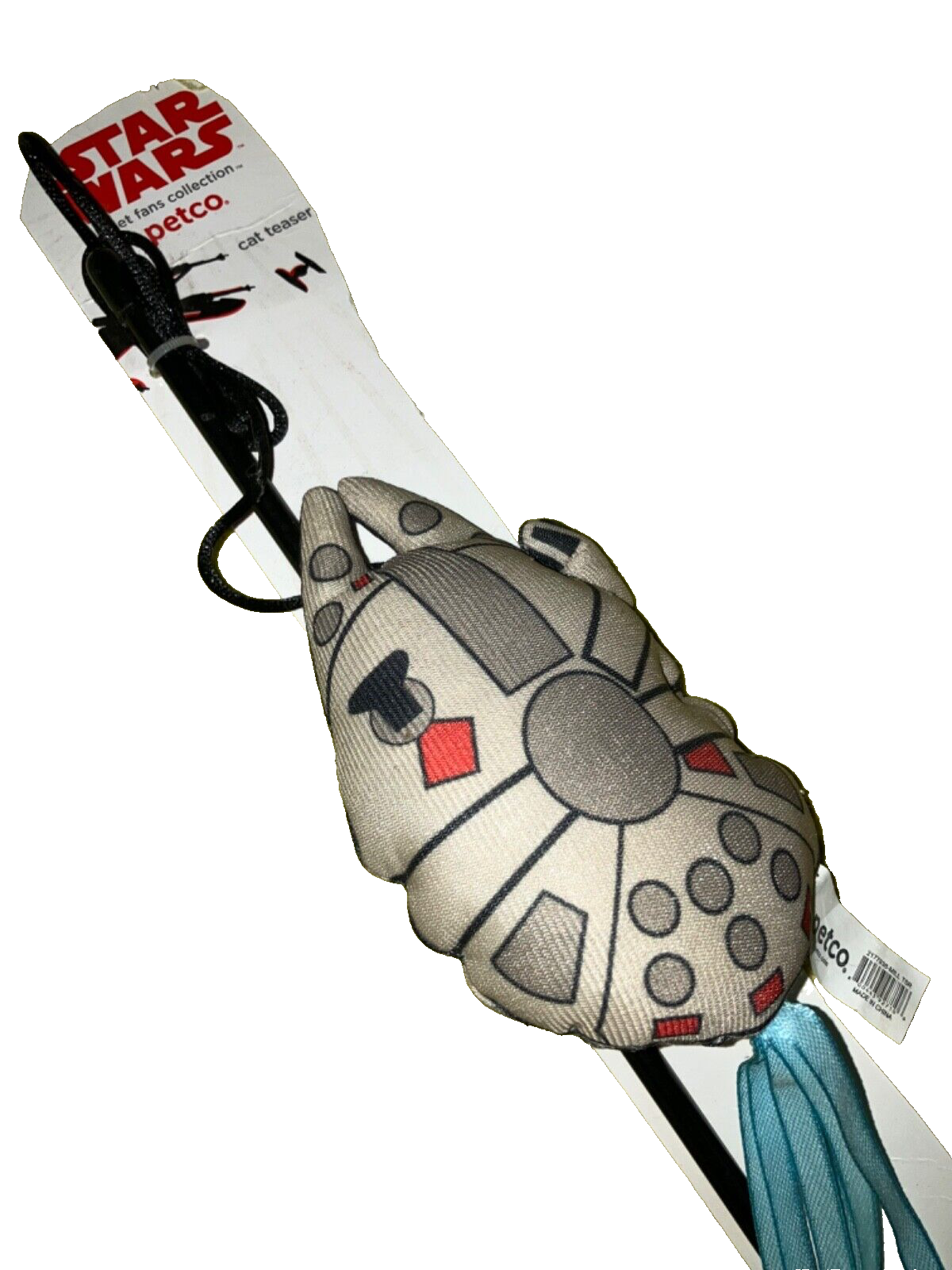 Petco Star Wars Pet Fan Stuffed Millennium Falcon NEW Ribbon Teaser Cat Wand Toy