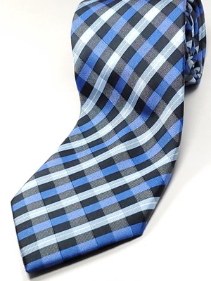 CROFT & BARROW Handmade Tie Men's Blue Black Plaid Necktie NEW