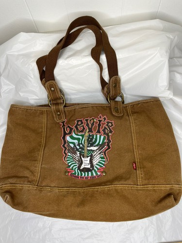 LEVI'S VINTAGE CLOTHING ヴィンテージ キャンバス バッグ Levi's Brown Canvas Purse Tote Bag With Guitar Logo 2 Strap