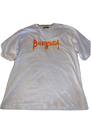 Men's Balenciaga gothic logo metal t-shirt | eBay