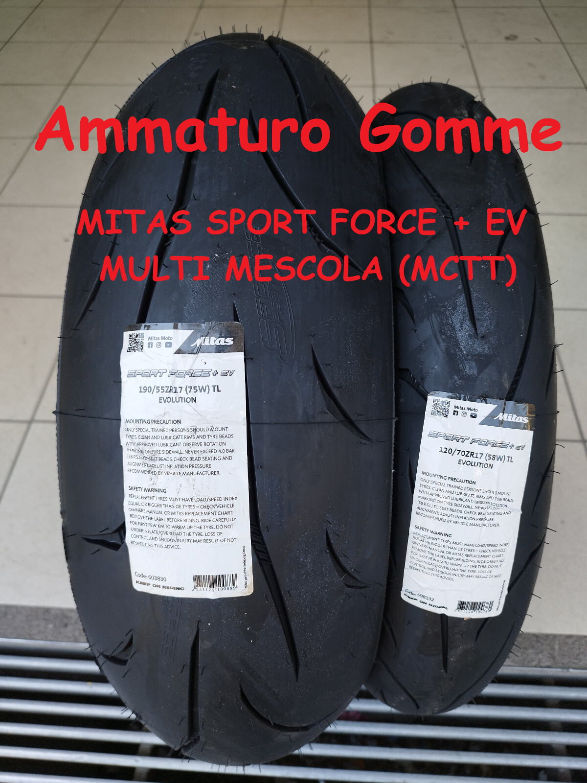mitas スポーツフォース＋　120/70/17　190/50/17 MITAS SPORT FORCE+ EV 120/70ZR17 (58W) + 190/50ZR17 (73W