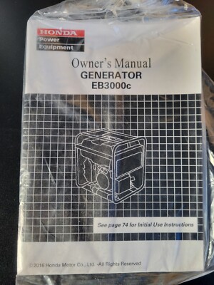 2016 GENUINE HONDA EB3000C 3000 GENERATOR OPERATORS OWNER'S MANUAL/Bin M 