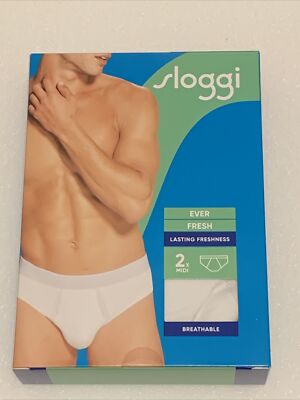Sloggi under ware men's x2 white Midi Ever Fresh US Medium, ES/FR 3 GB, 34