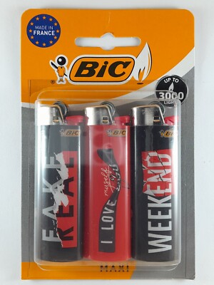 Lot 3 briquets BIC Maxi J26 Série WORDS Neuf sous blister