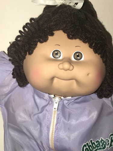 Vintage Coleco 1985 CABBAGE PATCH KID Brown Yarn Ponytail Hair Jeans Jacket Girl