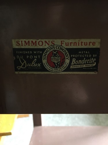 2 MCM SIMMONS NORMAN BEL GEDDES METAL NIGHT STAND TABLES