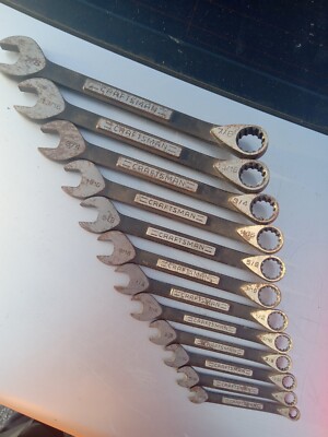 Craftsman Standard Combination Wrench Set 12 Universal Spline Blak Oxide 7/8-1/4