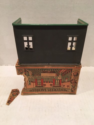 Vintage 1920's Toy Newlywed Bathroom Tin Litho Set. Louis Marx  w/ Original Box