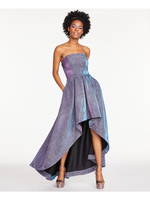 SPEECHLESS Womens Zippered Sleeveless Strapless Full-Length Prom Hi-Lo Dress