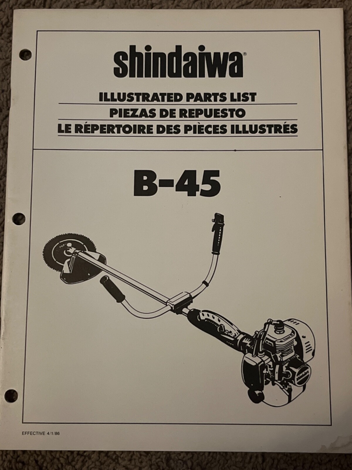 vintage an・an no.45 Shindaiwa B-45 Illustrated Parts List | eBay