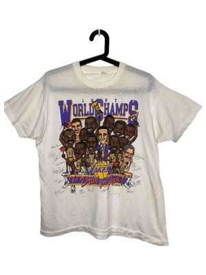 Vintage Screen Stars Best Lakers Shirt 1987 Champs Caricature Signatures Salem L