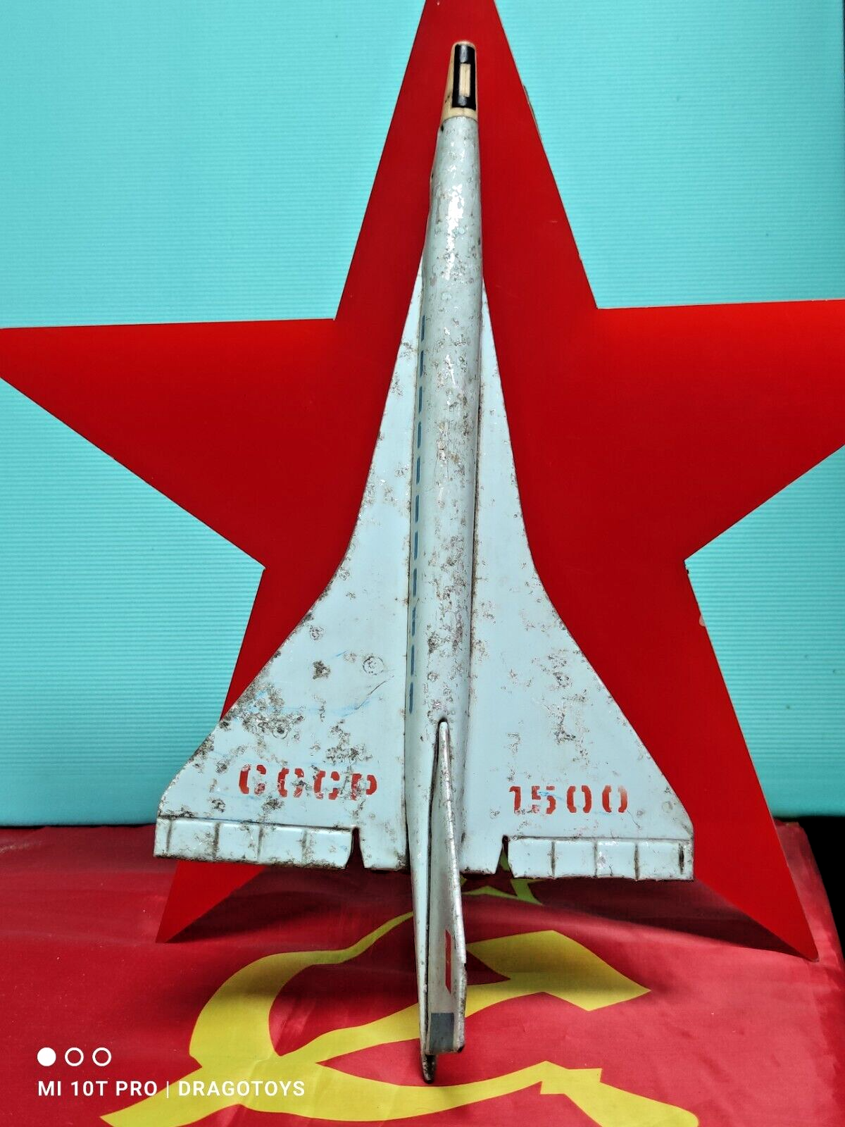 VINTAGE AIRPLANE TU 144 TOY FRICTION JET 60s USSR SOVIET ERA