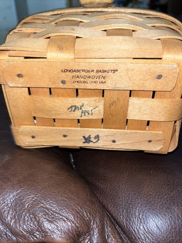 Longaberger Classic Kiddie Purse Basket, Lid Leather & Wood Closure, Handle