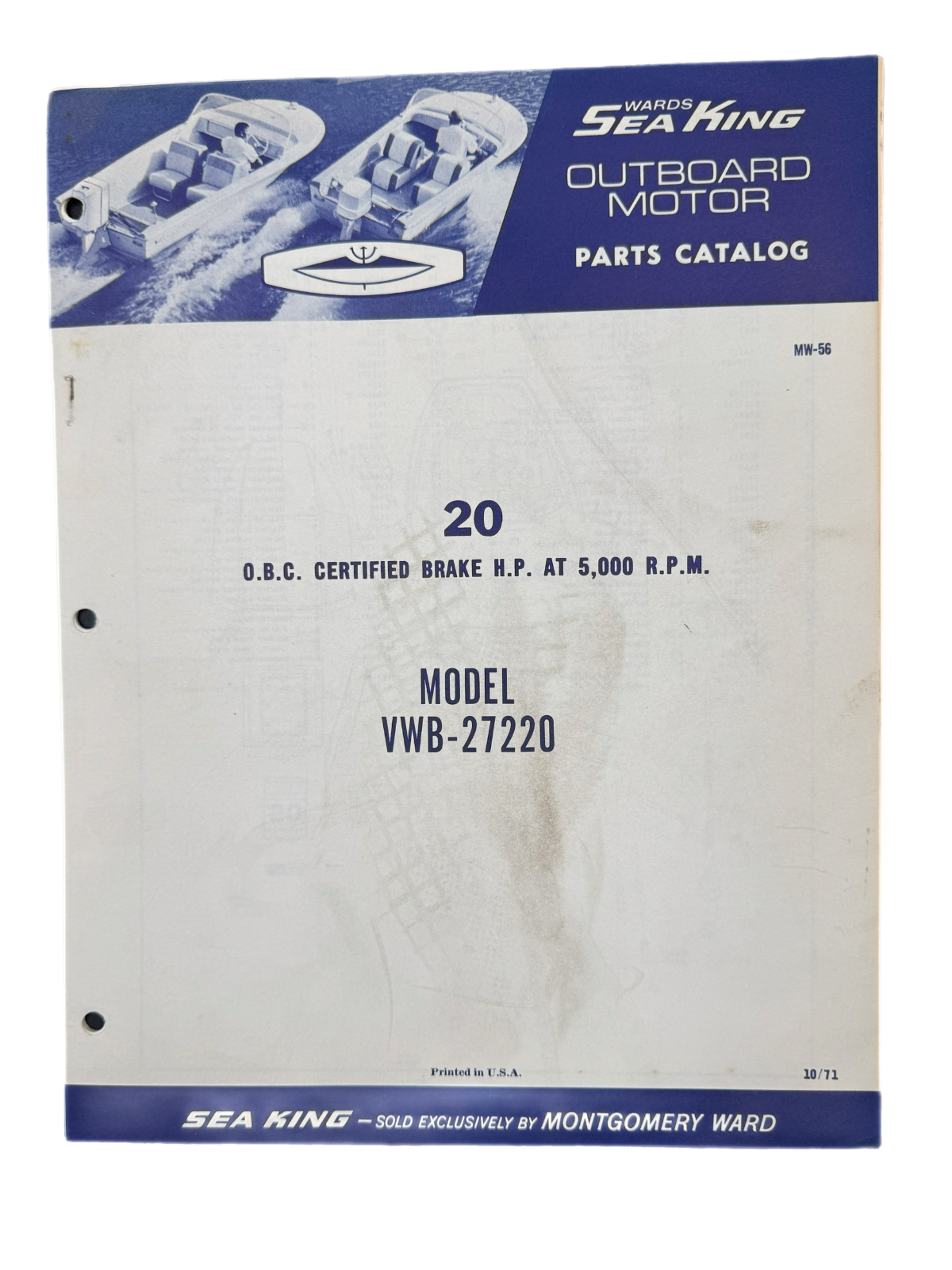 10/71 Wards Sea King 20 HP Model VWB-27220  Parts Catalog MW 56