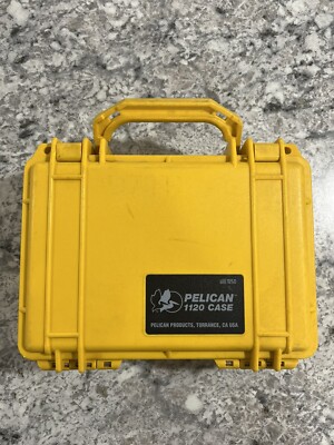Pelican 1120 Case with Foam Yellow Hard Case Protection 8  x 5.5  Made in USA