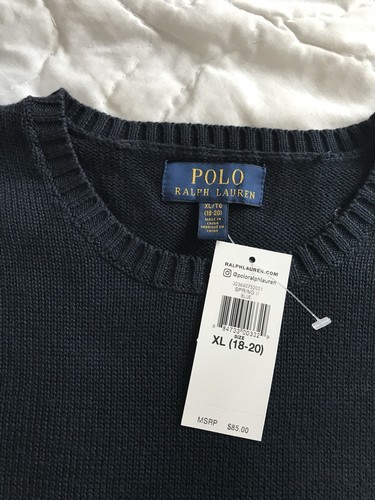 NEW Polo Ralph Lauren Boys Skull And Bones Flag Crew Sweater XL 18-20 NWT