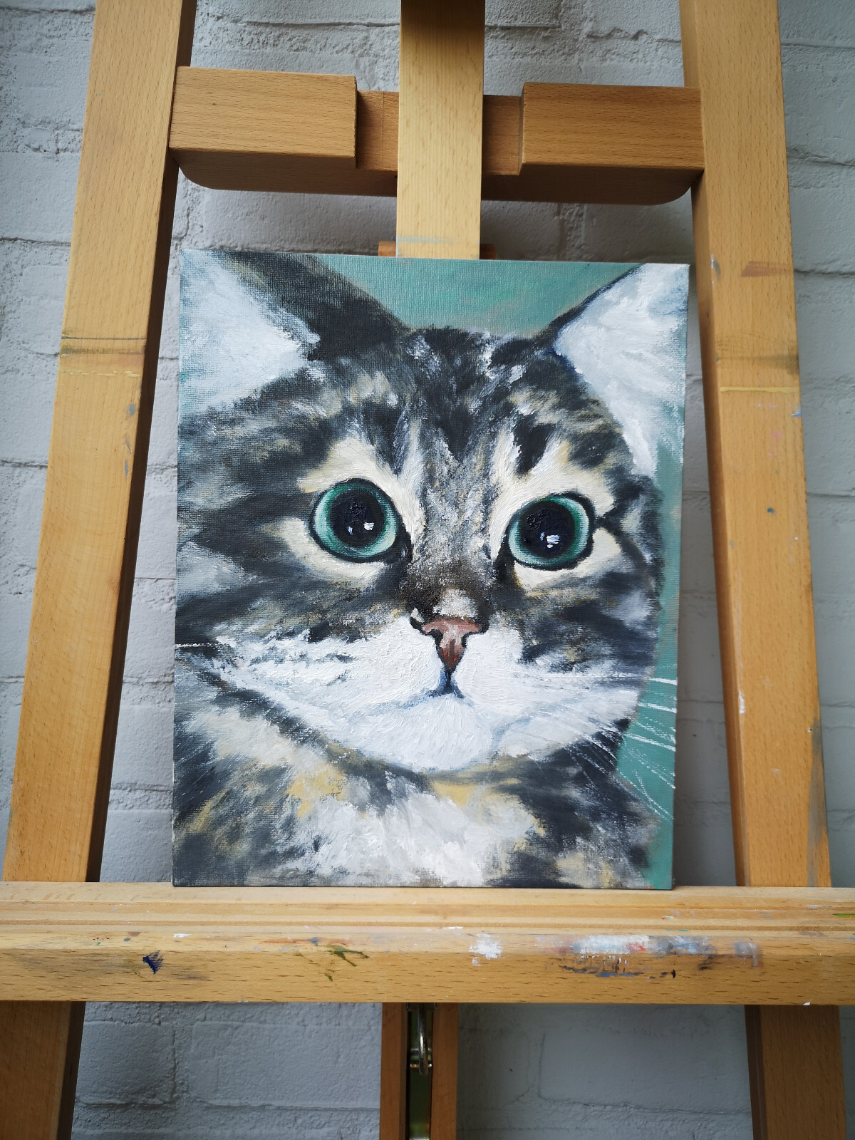 Cat Original Oil Painting Impasto Cat Portrait Artwork 24x30 cm Hand-painted