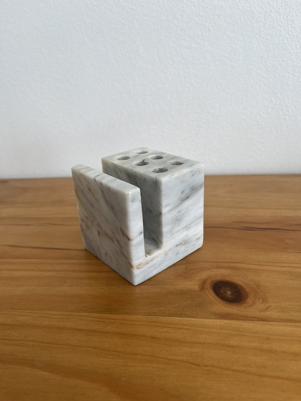 Presse-Papiers, Bloc-Notes Et Porte-Stylo Vintage En Pierre Naturelle.