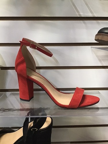 STEVE MADDEN Carrson Size 9 M Suede Red Block Heel Open Toe