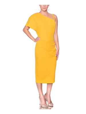 

RACHEL RACHEL ROY Женское желтое торжественное платье-футляр с короткими рукавами длиной до чайного  XL, Желтый