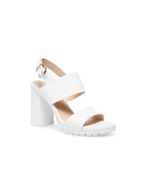 

STEVE MADDEN Женские белые кожаные сандалии Emil на платформе 0,5 дюйма с ремешком на пятке 8 м, Белый, EMIL04S1
