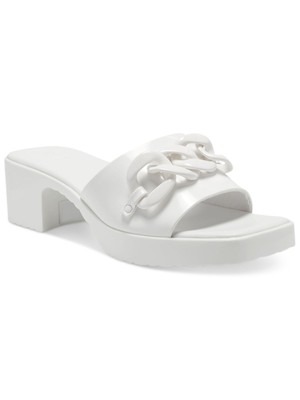 

Женские босоножки без шнуровки на каблуке с квадратным носком INC Rozie белого цвета с цепочкой, 9 м, Белый, 10014775000