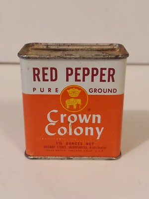 Crown Colony Brand 1960s Red Pepper Spice Tin