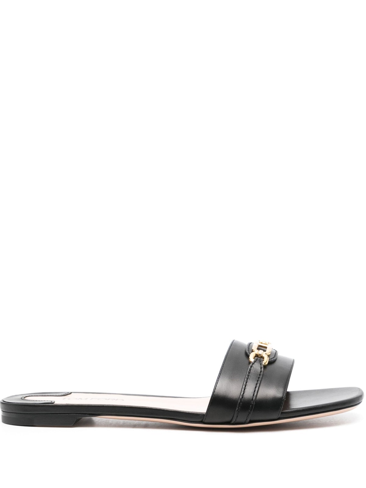 Pre-owned Tom Ford Whitney Black Leather Slide Sandals Fw24