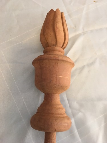 Beautiful 8” Wood Turned Solid Mahogany NOS  Salvage FINIALS Curtis Rod End